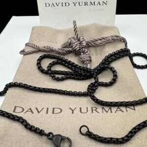 David Yurman Unisex Black PVD 2.7mm Stainless Steel 26" Box Chain Necklace
